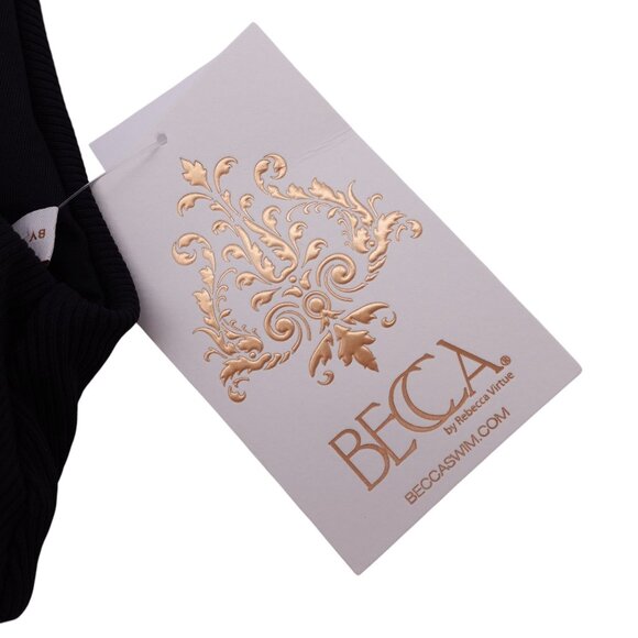 NWT Becca Modern Edge Convertible Ribbed Bikini Top Sz M Black Removable Cups - Picture 6 of 11